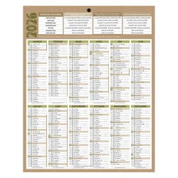 Calendrier annuel mural année 2026 - 12 mois - 21 x 26,5 cm