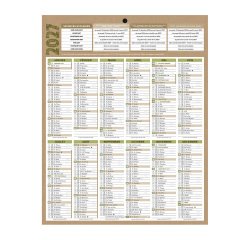 Calendrier annuel mural année 2027 - 12 mois - 21 x 26,5 cm