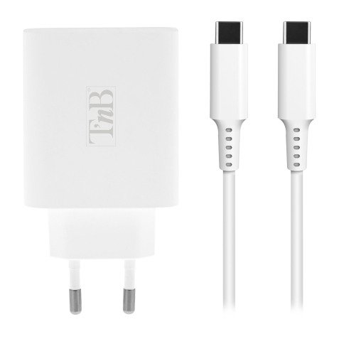 Cargador doble universal GAN USB-A/USB-C ICLICK de TnB carga rápida 65W + cable USB-C 2m