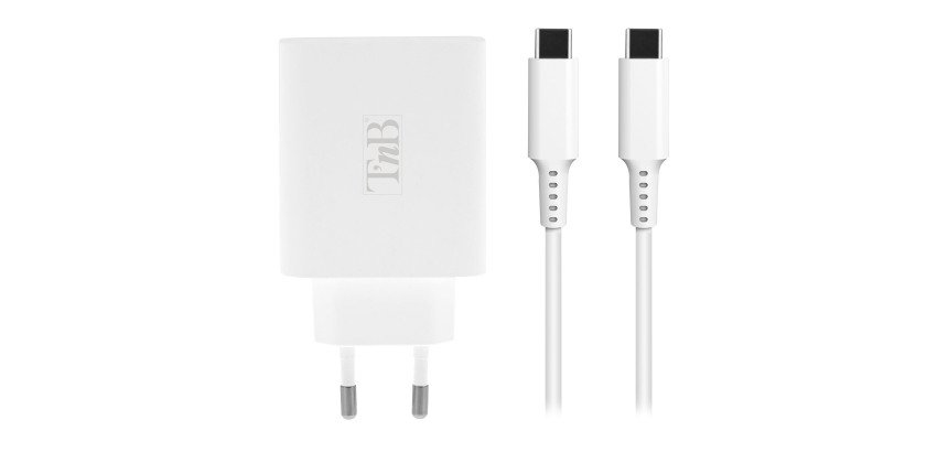 Cargador doble GAN 65W USB-A/USB-C ICLICK de TnB carga rápida + cable USB-C 2m