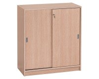 Armoire basse chêne clair H 100 x L 90 cm portes coulissantes Essens