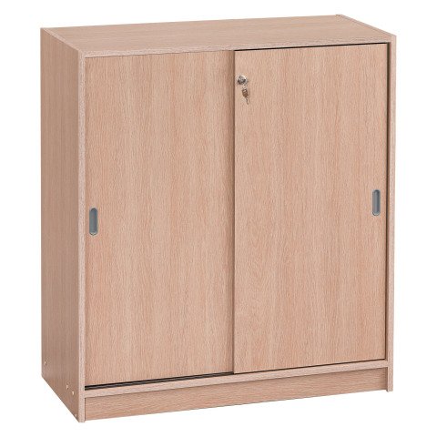 Armario bajo de madera Alt. 100 x An. 90 cm Harmonie puertas correderas Roble claro