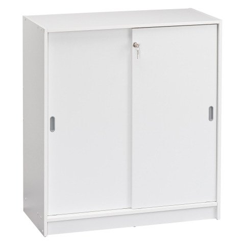 Armario bajo de madera Alt. 100 x An. 90 cm Harmonie puertas correderas Blanco
