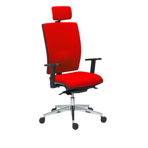 Bureaustoel Bruneau Activ'stof - hoge rugleuning met lendensteun - synchroon mechanisme met zitverstelling - met hoofdsteun - 1D-armleuningen - aluminium poten