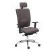 Chaise de bureau Bruneau Activ' Tissu - Dossier haut avec soutien lombaire - Mécanisme synchrone avec translation - Avec têtière - Accoudoirs 1D - Pieds aluminium
