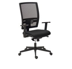 Chaise de bureau Bruneau Activ' - Tissu et maille - Dossier haut avec soutien lombaire - Pieds noirs