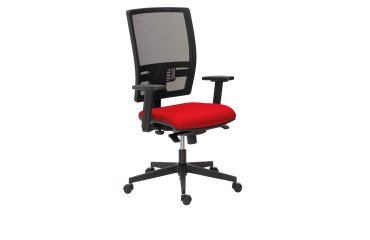 Chaise de bureau Bruneau Activ' - Tissu et maille - Dossier haut avec soutien lombaire - Pieds noirs