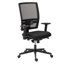 Chaise de bureau Bruneau Activ' - Tissu et maille - Dossier haut avec soutien lombaire - Pieds noirs