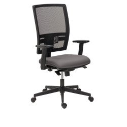 Chaise de bureau Bruneau Activ' - Tissu et maille - Dossier haut avec soutien lombaire - Pieds noirs