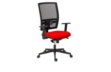 Chaise de bureau Bruneau Activ' - Tissu et maille - Dossier haut avec soutien lombaire - Pieds noirs