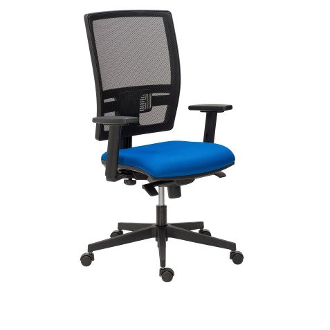Chaise de bureau Bruneau Activ' - Tissu et maille - Dossier haut avec soutien lombaire - Pieds noirs