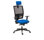 Chaise de bureau Bruneau Activ' Tissu et maille - Dossier haut avec soutien lombaire - Avec têtière - Pieds noir