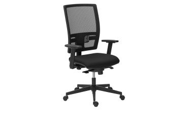 Chaise de bureau Bruneau Activ' - Tissu et maille - Dossier haut avec soutien lombaire - Pieds noirs