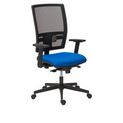 Chaise de bureau Bruneau Activ' - Tissu et maille - Dossier haut avec soutien lombaire - Pieds noirs