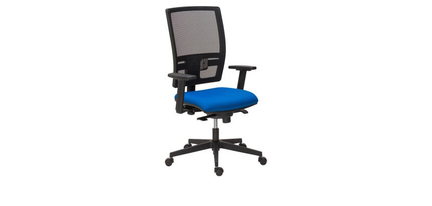 Chaise de bureau Bruneau Activ' - Tissu et maille - Dossier haut avec soutien lombaire - Pieds noirs