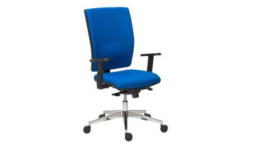 Chaise de bureau BRUNEAU ACTIV' - Dossier tissu, mécanisme synchrone, pieds aluminium, accoudoirs 1D