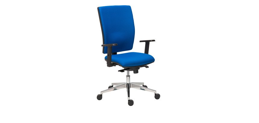 Chaise de bureau BRUNEAU ACTIV' - Dossier tissu, mécanisme synchrone, pieds aluminium, accoudoirs 1D