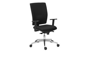 Chaise de bureau BRUNEAU ACTIV' - Dossier tissu, mécanisme synchrone, pieds aluminium, accoudoirs 1D