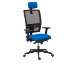 Bürostuhl Bruneau Activ' Stoff und Netz - Hohe Rückenlehne mit Lendenwirbelstütze - Mit Kopfstütze - Schwarze Beine