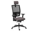 Bürostuhl Bruneau Activ' Stoff und Netz - Hohe Rückenlehne mit Lendenwirbelstütze - Mit Kopfstütze - Schwarze Beine