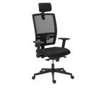 Chaise de bureau Bruneau Activ' Tissu et maille - Dossier haut avec soutien lombaire - Avec têtière - Pieds noir