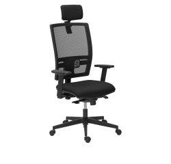 Brown Bruneau Activ' Fabric and Mesh Office Chair - High back with lumbar support - With headrest - Black feet