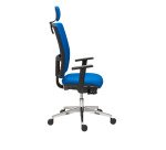 Chaise de bureau Bruneau Activ' Tissu - Dossier haut avec soutien lombaire - Mécanisme synchrone - Avec têtière - Accoudoirs 1D - Pieds aluminium
