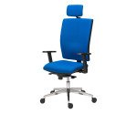 Chaise de bureau Bruneau Activ' Tissu - Dossier haut avec soutien lombaire - Mécanisme synchrone - Avec têtière - Accoudoirs 1D - Pieds aluminium