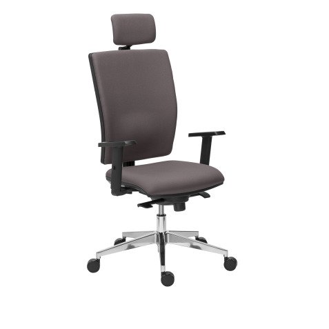 Brown Bruneau Activ' Fabric Office Chair - High back with lumbar support - With headrest - Aluminum legs