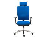 Chaise de bureau Bruneau Activ' Tissu - Dossier haut avec soutien lombaire - Mécanisme synchrone - Avec têtière - Accoudoirs 1D - Pieds aluminium