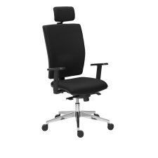 Brown Bruneau Activ' Fabric Office Chair - High back with lumbar support - With headrest - Aluminum legs