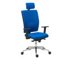Chaise de bureau Bruneau Activ' Tissu - Dossier haut avec soutien lombaire - Mécanisme synchrone - Avec têtière - Accoudoirs 1D - Pieds aluminium