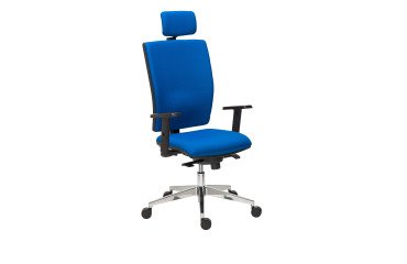 Office chair Bruneau Activ' fabric - high back with lumbar support - synchronous mechanism - with head support - 1D armrests - aluminium und