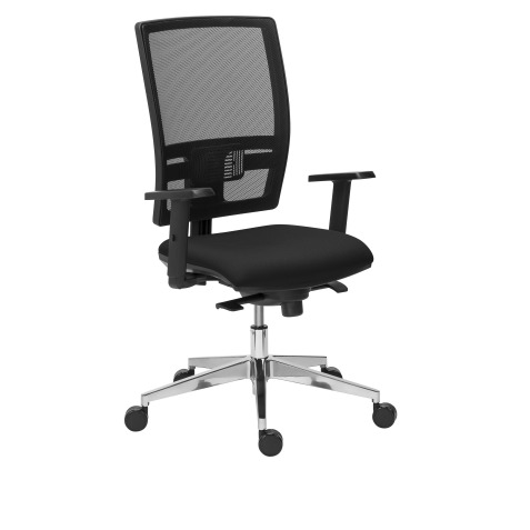 Chaise de bureau Bruneau Activ' - Tissu et maille - Dossier haut avec soutien lombaire - Pieds aluminium - Mécanisme synchrone