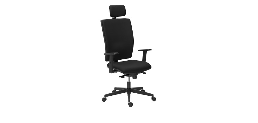 Chaise de bureau Bruneau Activ' Tissu - Dossier haut avec soutien lombaire - Avec têtière - Pieds noir