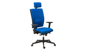 Chaise de bureau Bruneau Activ' Tissu - Dossier haut avec soutien lombaire - Avec têtière - Pieds noir