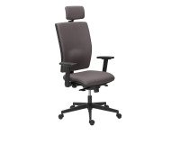Chaise de bureau Bruneau Activ' Tissu - Dossier haut avec soutien lombaire - Avec têtière - Pieds noir