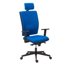 Chaise de bureau Bruneau Activ' Tissu - Dossier haut avec soutien lombaire - Avec têtière - Pieds noir