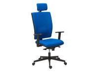 Chaise de bureau Bruneau Activ' Tissu - Dossier haut avec soutien lombaire - Avec têtière - Pieds noir