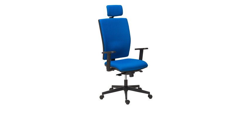 Chaise de bureau Bruneau Activ' Tissu - Dossier haut avec soutien lombaire - Avec têtière - Pieds noir