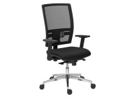Chaise de bureau Bruneau Activ' - Tissu et maille - Dossier haut avec soutien lombaire - Pieds aluminium - Mécanisme synchrone