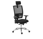 Chaise de bureau Bruneau Activ' Tissu et maille - Dossier haut avec soutien lombaire - Avec têtière - Pieds aluminium