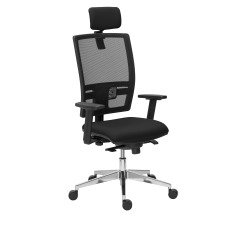 Chaise de bureau Bruneau Activ' Tissu et maille - Dossier haut avec soutien lombaire - Avec têtière - Pieds aluminium