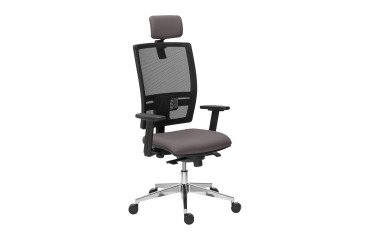 Silla de oficina Bruneau Activ' malla - patas aluminio - sincronizada - con cabecera