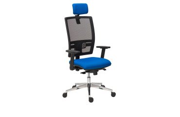 Silla de oficina Bruneau Activ' malla - patas aluminio - sincronizada - con cabecera
