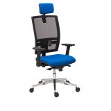 Chaise de bureau Bruneau Activ' Tissu et maille - Dossier haut avec soutien lombaire - Avec têtière - Pieds aluminium