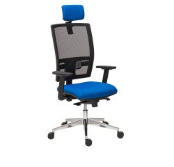 Chaise de bureau Bruneau Activ' Tissu et maille - Dossier haut avec soutien lombaire - Avec têtière - Pieds aluminium