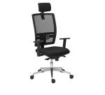 Chaise de bureau Bruneau Activ' Tissu et maille - Dossier haut avec soutien lombaire - Avec têtière - Pieds aluminium