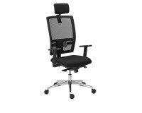 Chaise de bureau Bruneau Activ' Tissu et maille - Dossier haut avec soutien lombaire - Avec têtière - Pieds aluminium