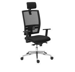 Bureaustoel Bruneau Activ' - Stof en netstructuur - Hoge rugleuning met lendensteun - met hoofdsteun - aluminium poten